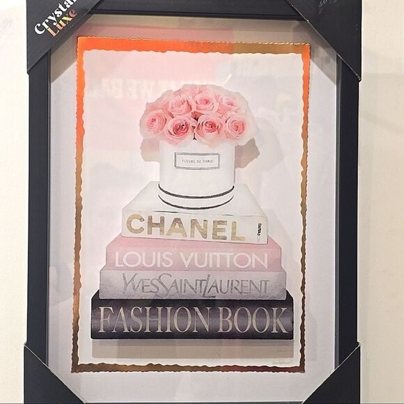 Crystal Luxe Fashion Book Stack Framed Wall Decor - Picture 2 of 8